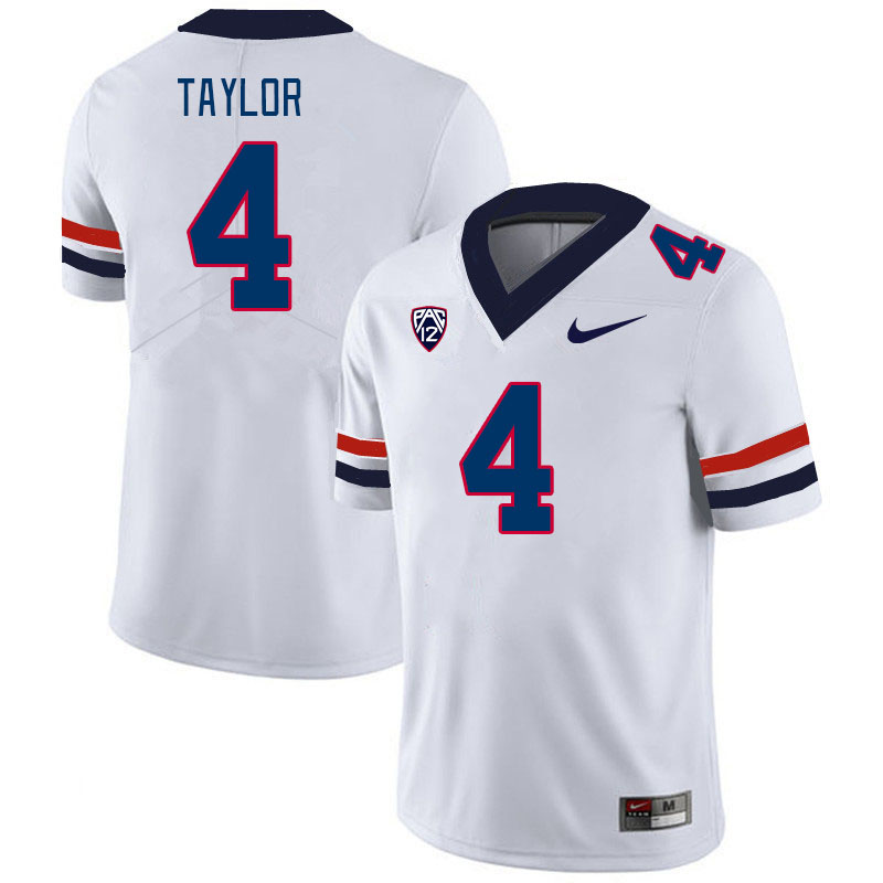 Men #4 Isaiah Taylor Arizona Wildcats College Football Jerseys Stitched-White - Click Image to Close
